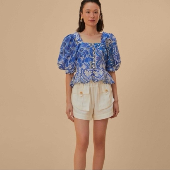 FARM Rio Pants - Farm Rio Off-White Cargo Pockets Shorts size 26 small